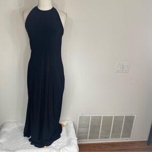 Missguided Black High Halter Strappy Open Back Stretch Jersey Maxi Dress Size 12